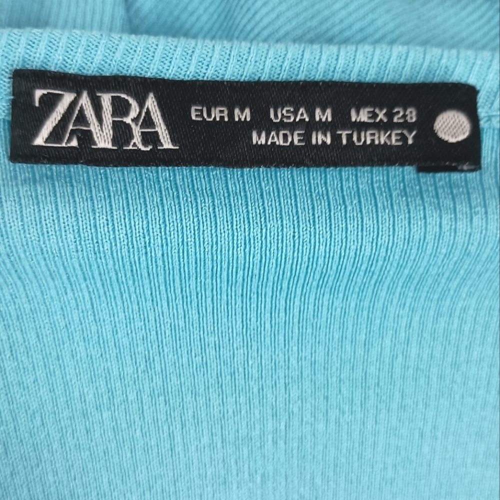Zara Blue Ruched Long Sleeve Top - Picture 4 of 6